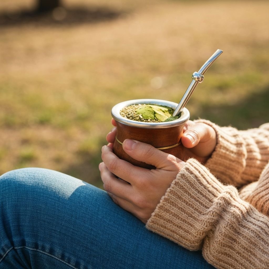 Mate con yerba y bombilla